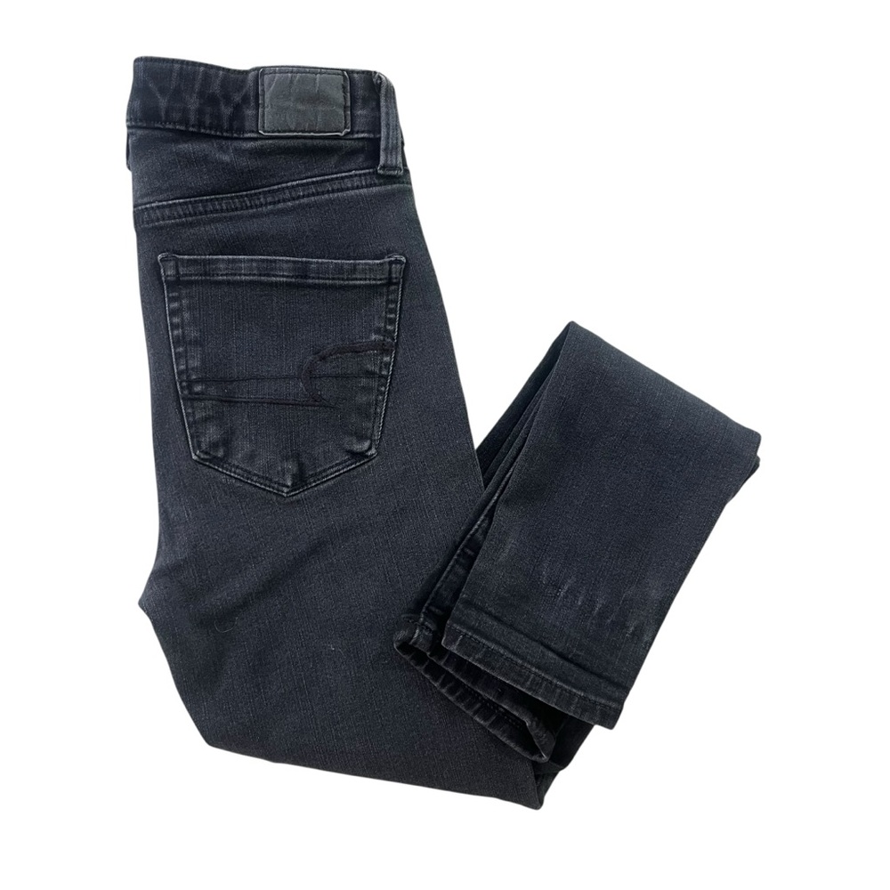 American Eagle Women’s 00 Short Black Denim The Dream Jean Super Hi-Rise Jegging